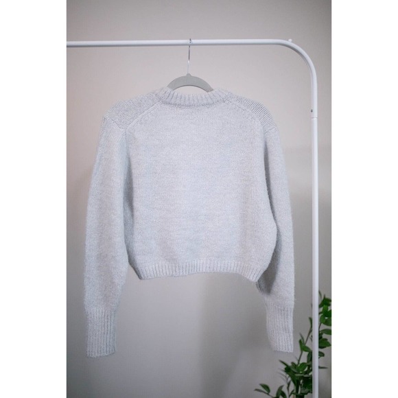Zara Womens Cropped Sweater Chunky Knit Gray Pullover Wool Alpaca Blend SZ US M - Picture 7 of 8